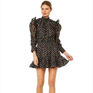 NWOT Misa Los Angeles Gianna Metallic Polka Dot Long Sleeve Dress. Size L